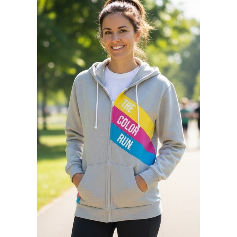 The Color Run Hooded Sweatshirt Gray Size L